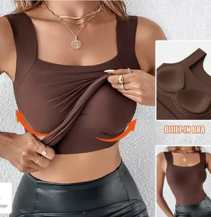 💕 Women's Seamless Built-In Bra Tank Top ✨ | Super Stretchy, Soft & Comfy