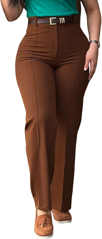 Work Pants for Women High Waist Straight Leg Work Pants Business Casual Trousers