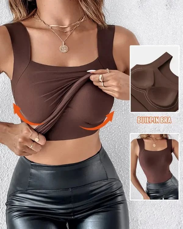 💕 Women's Seamless Built-In Bra Tank Top ✨ | Super Stretchy, Soft & Comfy