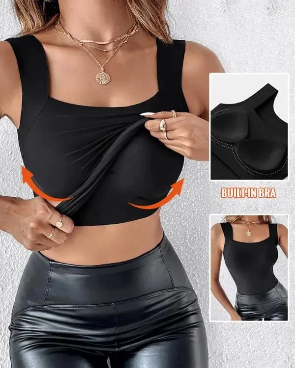 💕 Women's Seamless Built-In Bra Tank Top ✨ | Super Stretchy, Soft & Comfy