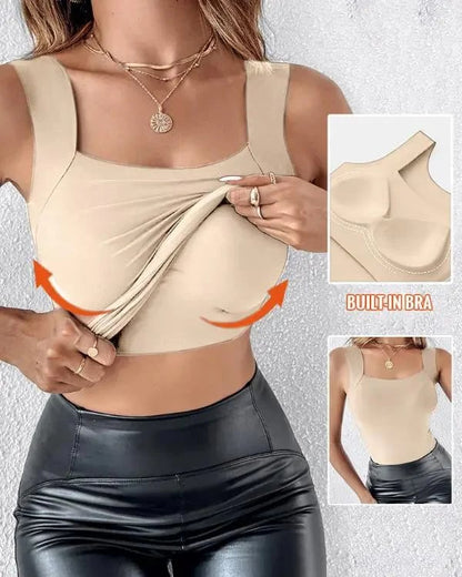 💕 Women's Seamless Built-In Bra Tank Top ✨ | Super Stretchy, Soft & Comfy